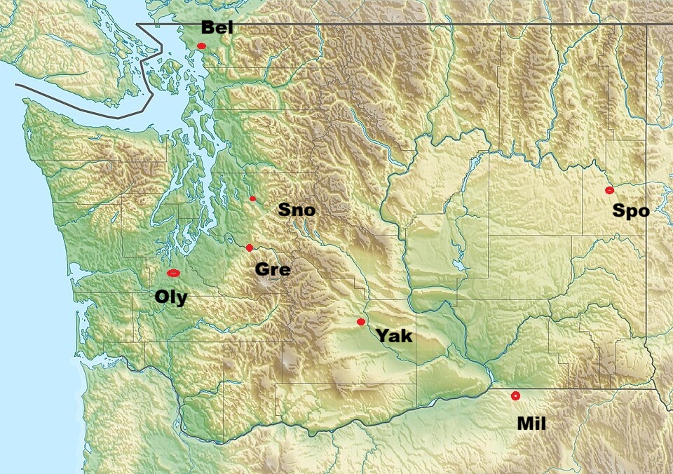 Frost & ice days: some trends wa map with locations labeled